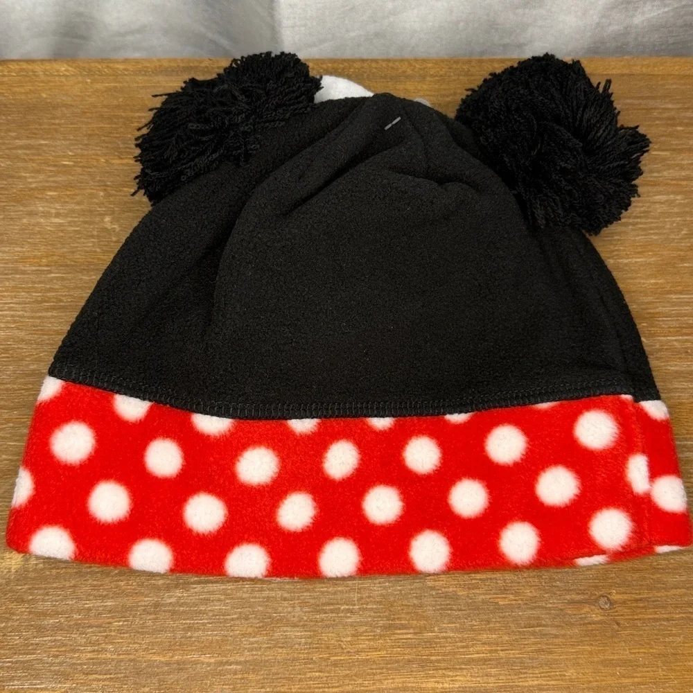 Disney Minnie Mouse Hat & Gloves Toddler Polka Dot Pom Pom Ears NWT